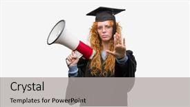  Presentation with student - Colorful PPT theme enhanced with serious and confident expression defense backdrop and a  colored foreground