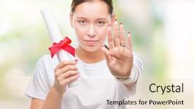  Presentation with defense - Slide set consisting of serious and confident expression defense background and a  colored foreground