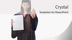  Presentation with stop sexual violence - Theme with serious and confident expression defense background and a  colored foreground