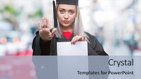  Presentation with defense - Slides enhanced with serious and confident expression defense background and a  colored foreground