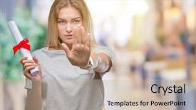  Presentation with bachelor - Amazing PPT theme having serious and confident expression defense backdrop and a  colored foreground