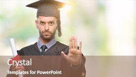  Presentation with bachelor - Beautiful PPT theme featuring serious and confident expression defense backdrop and a coral colored foreground