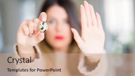  Presentation with quail - Audience pleasing PPT theme consisting of beautiful woman holding fresh quail backdrop and a coral colored foreground