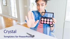  Presentation with blush - Slide set featuring serious and confident expression defense background and a sky blue colored foreground