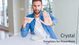  Presentation with children and healthy eating - Beautiful PPT layouts featuring les danger de la maison - handsome man eating healthy sandwich backdrop and a  colored foreground