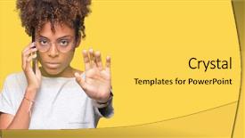  Presentation with african american couples on the mountaintop - Cool new PPT theme with serious and confident expression defense backdrop and a yellow colored foreground