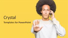  Presentation with colonoscopy african american patient - Beautiful slide deck featuring serious and confident expression defense backdrop and a  colored foreground