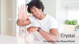  Presentation with piggy bank - Theme with serious and confident expression defense background and a lemonade colored foreground