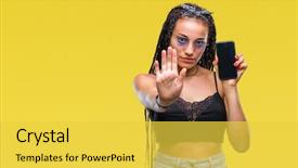  Presentation with african american - Slide set having serious and confident expression defense background and a  colored foreground