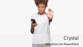  Presentation with defense - Presentation design featuring serious and confident expression defense background and a  colored foreground