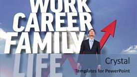  Presentation with asian - PPT layouts featuring work life balance word cloud - serious asian businessman against red background and a teal colored foreground