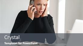  Presentation with woman office desk - Presentation with serious-attractive-young-business-woman background and a dark gray colored foreground