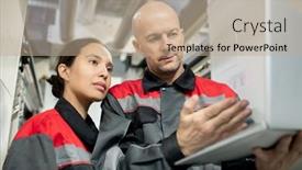  Presentation with foreman - PPT layouts with serious-bald-mature-foreman background and a coral colored foreground