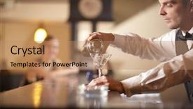  Presentation with cocktail bar - Amazing slide deck having serious bartender preparing cocktail backdrop and a coral colored foreground