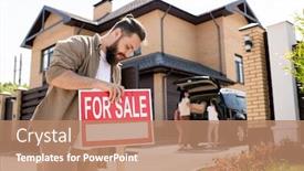  Presentation with attention - Audience pleasing slide set consisting of serious-bearded-man-in-casual backdrop and a coral colored foreground
