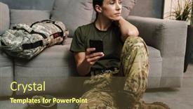  Presentation with black women beautiful woman - Audience pleasing PPT theme consisting of serious-beautiful-soldier-woman-using backdrop and a tawny brown colored foreground