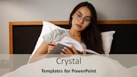  Presentation with writing notes - Slides enhanced with serious-beautiful-woman-in-eyeglasses background and a soft green colored foreground