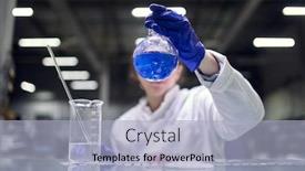  Presentation with petri dish - Audience pleasing PPT theme consisting of serious-brunette-laboratory-assistant backdrop and a light blue colored foreground