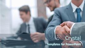  Presentation with shaking hands - Beautiful presentation featuring serious-business-man-shaking-hands backdrop and a ocean colored foreground