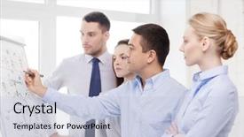  Presentation with flip chart - Presentation theme having serious business team with flip background and a lemonade colored foreground