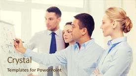  Presentation with education - Audience pleasing slide set consisting of serious business team with flip backdrop and a lemonade colored foreground