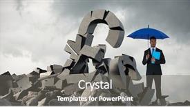  Presentation with blue orange - Slide deck featuring serious businessman holding blue background and a  colored foreground