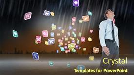  Presentation with horizon - Audience pleasing PPT layouts consisting of serious businessman standing with hand in pocket against cityscape on the horizon backdrop and a tawny brown colored foreground