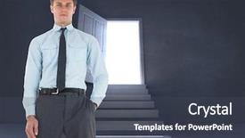  Presentation with open door - PPT layouts with steps leading to open door background and a dark gray colored foreground