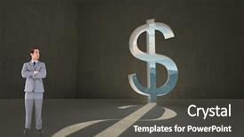  Presentation with dollar sign - Slide deck consisting of serious businessman with arms crossed background and a  colored foreground