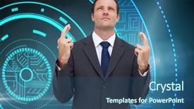  Presentation with fingers - PPT layouts consisting of bowl on a wicker mat background and a gold colored foreground