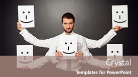  Presentation with holding hands - Cool new presentation theme with serious-businessman-with-five-hands backdrop and a coral colored foreground