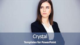  Presentation with gray - Beautiful slide set featuring serious businesswoman with arms folded backdrop and a ocean colored foreground