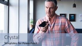  Presentation with recognition - Slide set consisting of serious-caucasian-mature-businessman-talking background and a  colored foreground