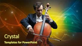  Presentation with indian classical orcastra templets - Presentation design having serious classical cellist with fabled background and a tawny brown colored foreground