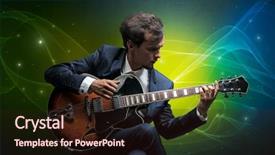  Presentation with classical - Slide deck enhanced with serious classical guitarist with fabled background and a wine colored foreground