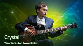  Presentation with sparkling - Slide deck enhanced with serious classical guitarist with fabled background and a tawny brown colored foreground