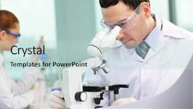  Presentation with element - Beautiful slides featuring serious clinician studying chemical element backdrop and a lemonade colored foreground