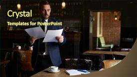  Presentation with format data low value range - Beautiful presentation design featuring serious concentrated handsome young restaurant backdrop and a wine colored foreground