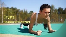  Presentation with lady - Amazing PPT theme having serious-concentrated-young-lady backdrop and a tawny brown colored foreground