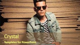  Presentation with illustration of cool water wave - Slide set having serious cool casual man wearing background and a tawny brown colored foreground