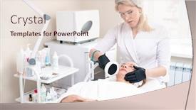  Presentation with surgical gloves - Slide deck featuring serious-cosmetologist-in-surgical-cap background and a lemonade colored foreground