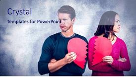  Presentation with heart shape from natural tree - Presentation theme consisting of serious couple holding cracked heart background and a  colored foreground