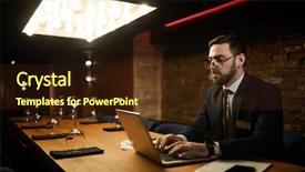  Presentation with director - Colorful slide set enhanced with serious director of classy restaurant backdrop and a wine colored foreground