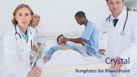  Presentation with emergency - Presentation theme with serious doctors ready to move with patient during emergency background and a lemonade colored foreground