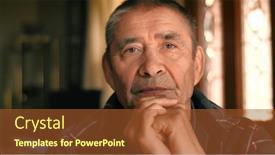  Presentation with thinking - Presentation consisting of serious-elderly-man-thinking-looking background and a red colored foreground