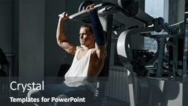  Presentation with barbell - Presentation consisting of serious-exhausted-man-weightlifter-working background and a tawny brown colored foreground