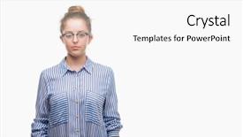  Presentation with simple business - Theme enhanced with serious expression on face simple background and a  colored foreground