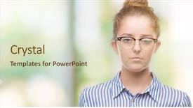  Presentation with simple business - Presentation theme enhanced with serious expression on face simple background and a  colored foreground