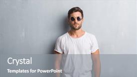  Presentation with grey - Colorful theme enhanced with serious expression on face simple backdrop and a gray colored foreground