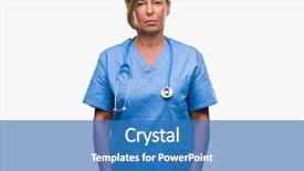  Presentation with teamwork nurse doctor - Theme with serious expression on face simple background and a  colored foreground